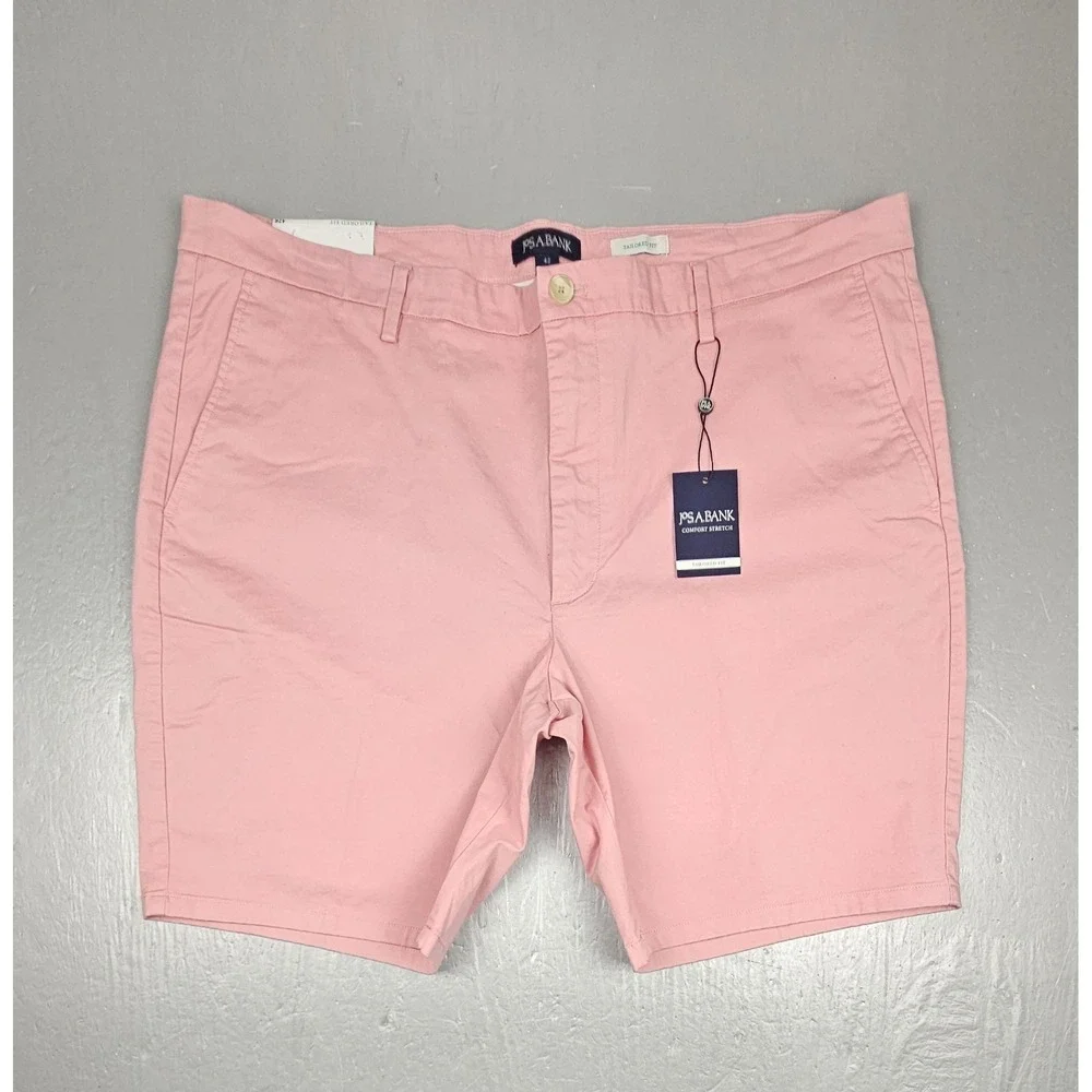Jos. A. Bank Shorts Mens 42 Pink Tailored Fit Stretch Flat Front Golf Casual NWT